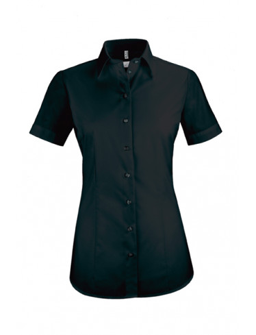 Damen-Bluse Basic Kurzarm Regular Fit, schwarz
