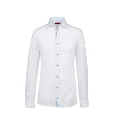 GREIFF Herrenhemd Premium, Slim Fit, langarm, weiß-blau
