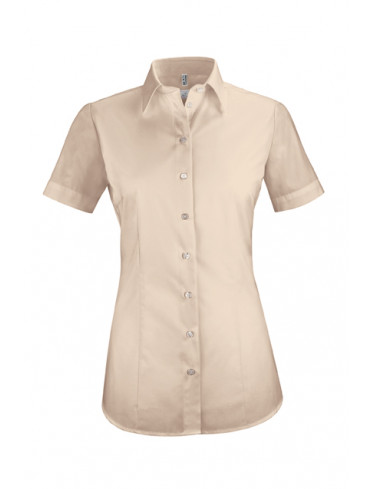 Damen-Bluse Basic Kurzarm Regular Fit, beige