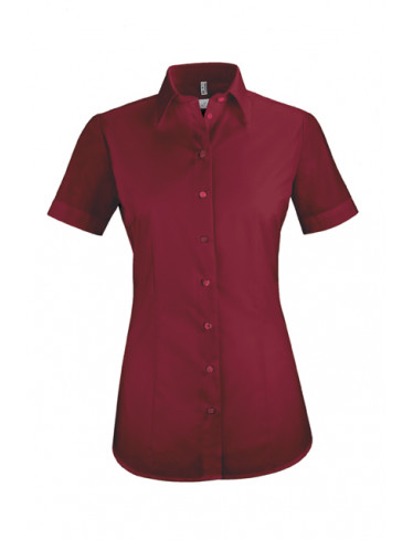 Damen-Bluse Basic Kurzarm Regular Fit, bordeaux
