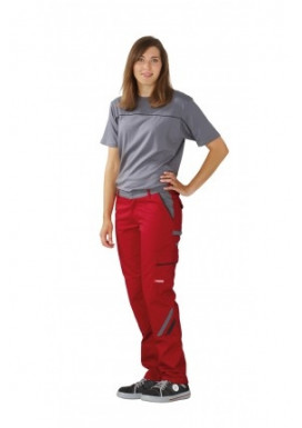 Planam Damen Bundhose rot/schiefer/schwarz