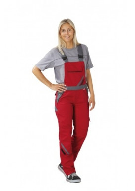 Planam Damen Latzhose rot/schiefer/schwarz