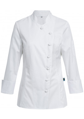 Greiff Damen Kochjacke Stoffknöpfe, Weiß