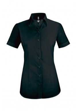 Damen-Bluse Basic Kurzarm Regular Fit, schwarz