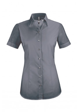 Damen-Bluse Basic Kurzarm Regular Fit, anthrazit