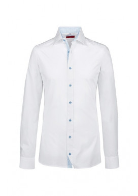 GREIFF Herrenhemd Premium, Slim Fit, langarm, weiß-blau
