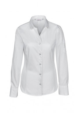 GREIFF Damen-Kochbluse, Langarm, Slim Fit, Weiß